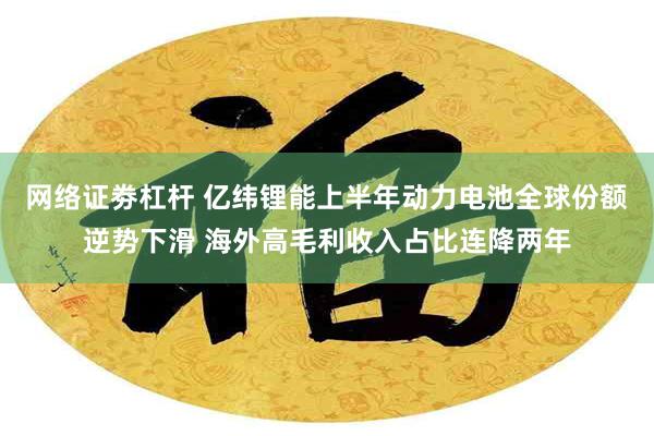 网络证劵杠杆 亿纬锂能上半年动力电池全球份额逆势下滑 海外高毛利收入占比连降两年