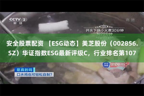 安全股票配资 【ESG动态】美芝股份（002856.SZ）华证指数ESG最新评级C，行业排名第107